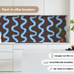 Kronkelende lijnen - Blauw - Bruin - Minimalistisch keuken achterwand 2 middel 871 -sfeer4_NL