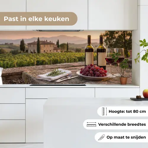 Wijn - Glazen - Druiven - Wijngaard keuken achterwand 2 middel -sfeer4_NL