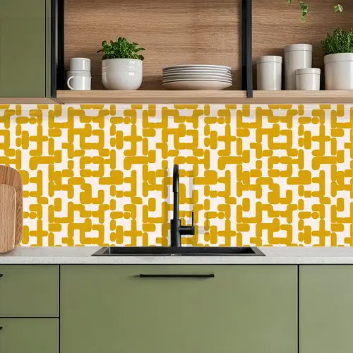 Geel - Beige - Patroon keuken achterwand 2 middel 871 -sfeer3