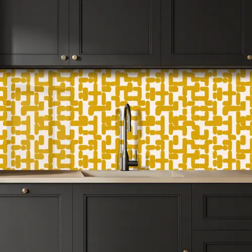 Geel - Beige - Patroon keuken achterwand 2 middel 871 -sfeer1
