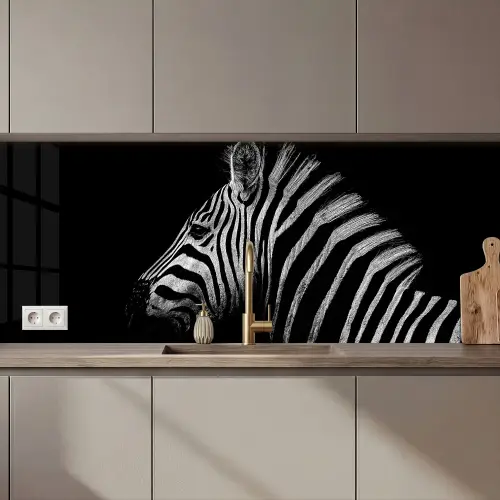 Zebra - Dier - Zwart keuken achterwand 2 middel zz_3dshopping