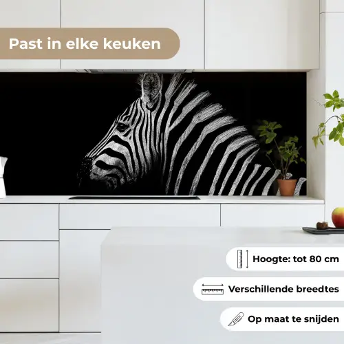Zebra - Dier - Zwart keuken achterwand 2 middel -sfeer4_NL
