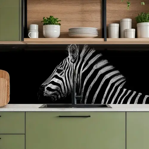 Zebra - Dier - Zwart keuken achterwand 2 middel -sfeer3