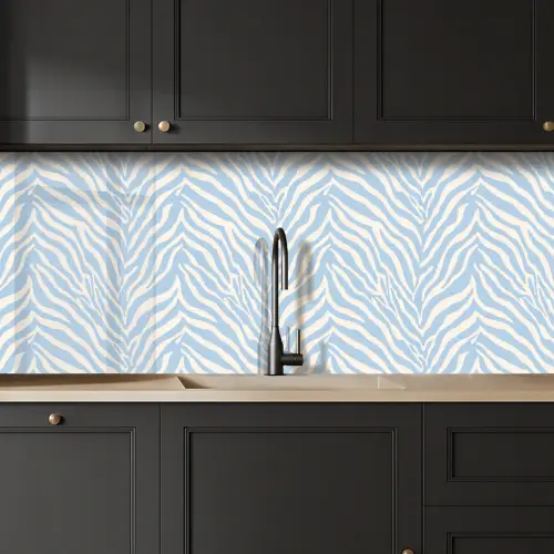 Zebra - Motief - Blauw - Wit keuken achterwand 2 middel 871 -sfeer1