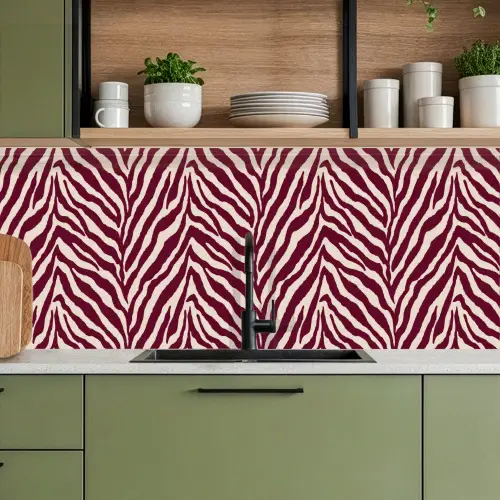 Zebra - Motief - Bordeaux - Rood keuken achterwand 2 middel 871 -sfeer3