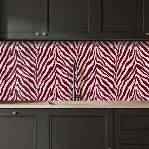 Zebra - Motief - Bordeaux - Rood keuken achterwand 2 middel 871 -sfeer1