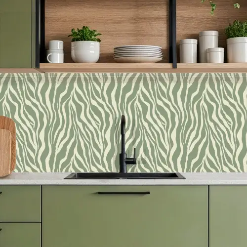 Zebra - Motief - Groen keuken achterwand 2 middel 871 -sfeer3
