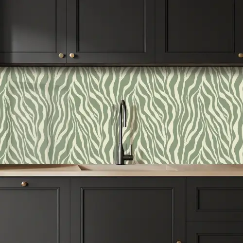Zebra - Motief - Groen keuken achterwand 2 middel 871 -sfeer1