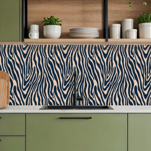 Zebra - Patroon - Blauw - Beige keuken achterwand 2 middel 871 -sfeer3