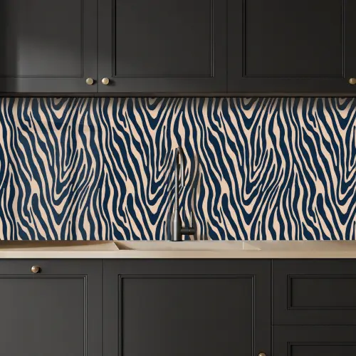 Zebra - Patroon - Blauw - Beige keuken achterwand 2 middel 871 -sfeer1