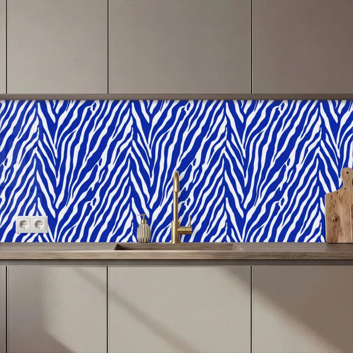 Zebra - Patroon - Kobalt - Blauw keuken achterwand 2 middel 871 zz_3dshopping
