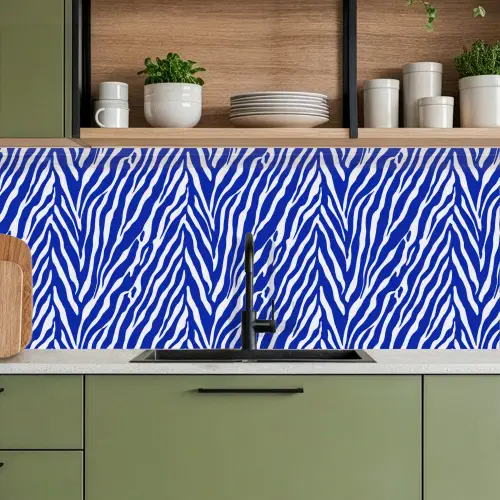 Zebra - Patroon - Kobalt - Blauw keuken achterwand 2 middel 871 -sfeer3