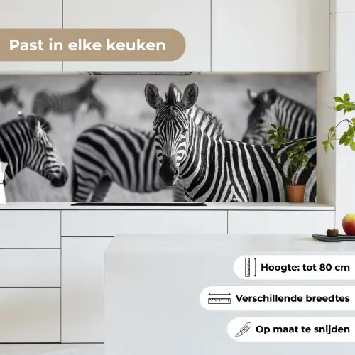 Zebra's - Zwart - Wit keuken achterwand 2 middel -sfeer4_NL