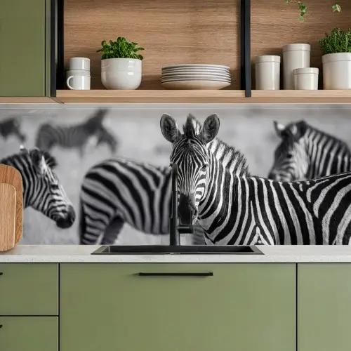 Zebra's - Zwart - Wit keuken achterwand 2 middel -sfeer3
