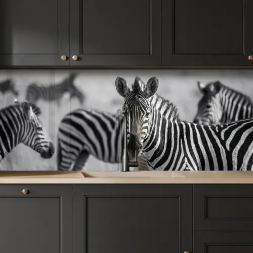 Zebra's - Zwart - Wit keuken achterwand 2 middel -sfeer1