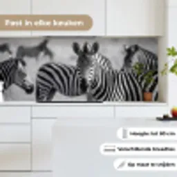 Zebra's - Zwart - Wit keuken achterwand 2 middel -sfeer4_NL