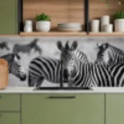 Zebra's - Zwart - Wit keuken achterwand 2 middel -sfeer3