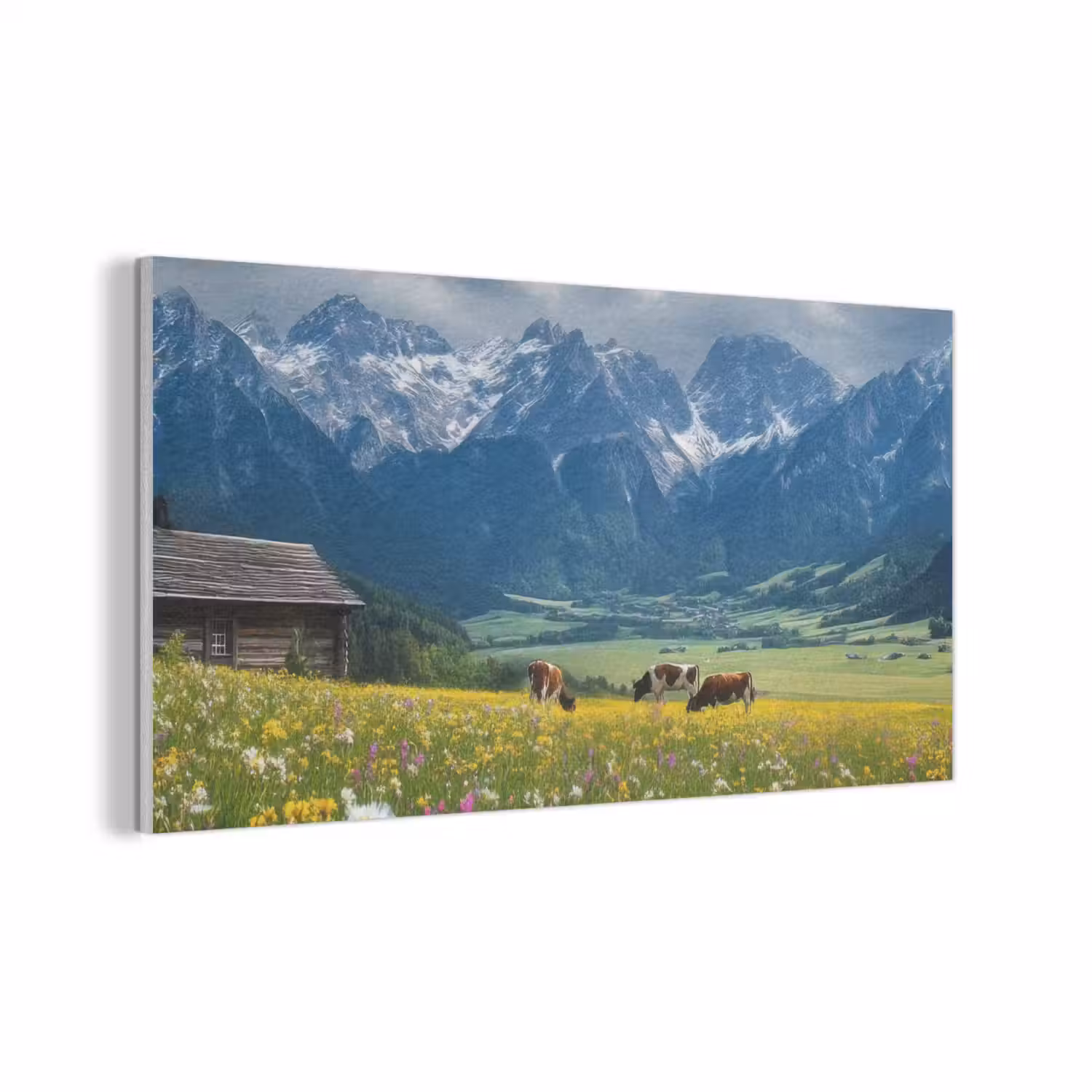Alpen - Weide - Bergen - Koeien PET vilt middel -3d