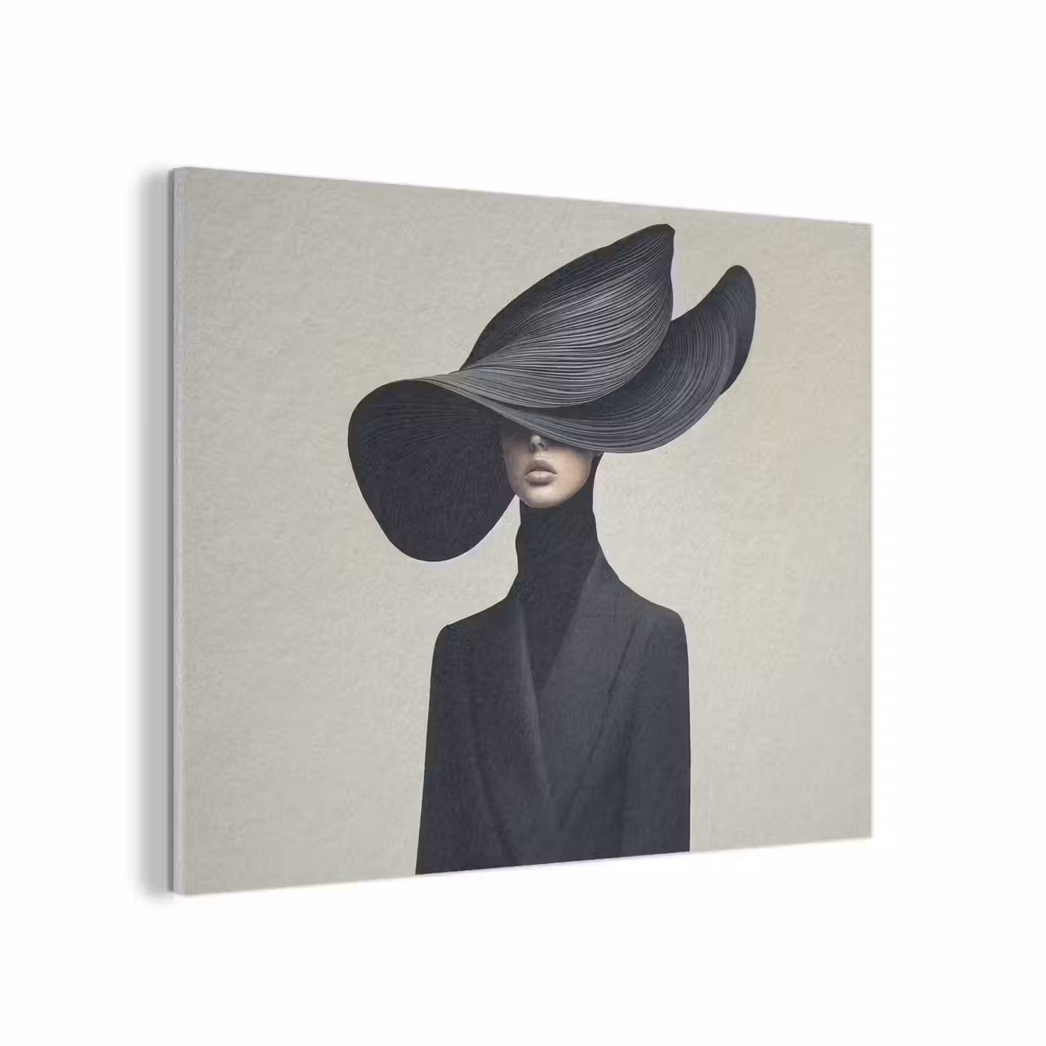 Zwart - Vrouw - Hoed PET vilt klein -3d