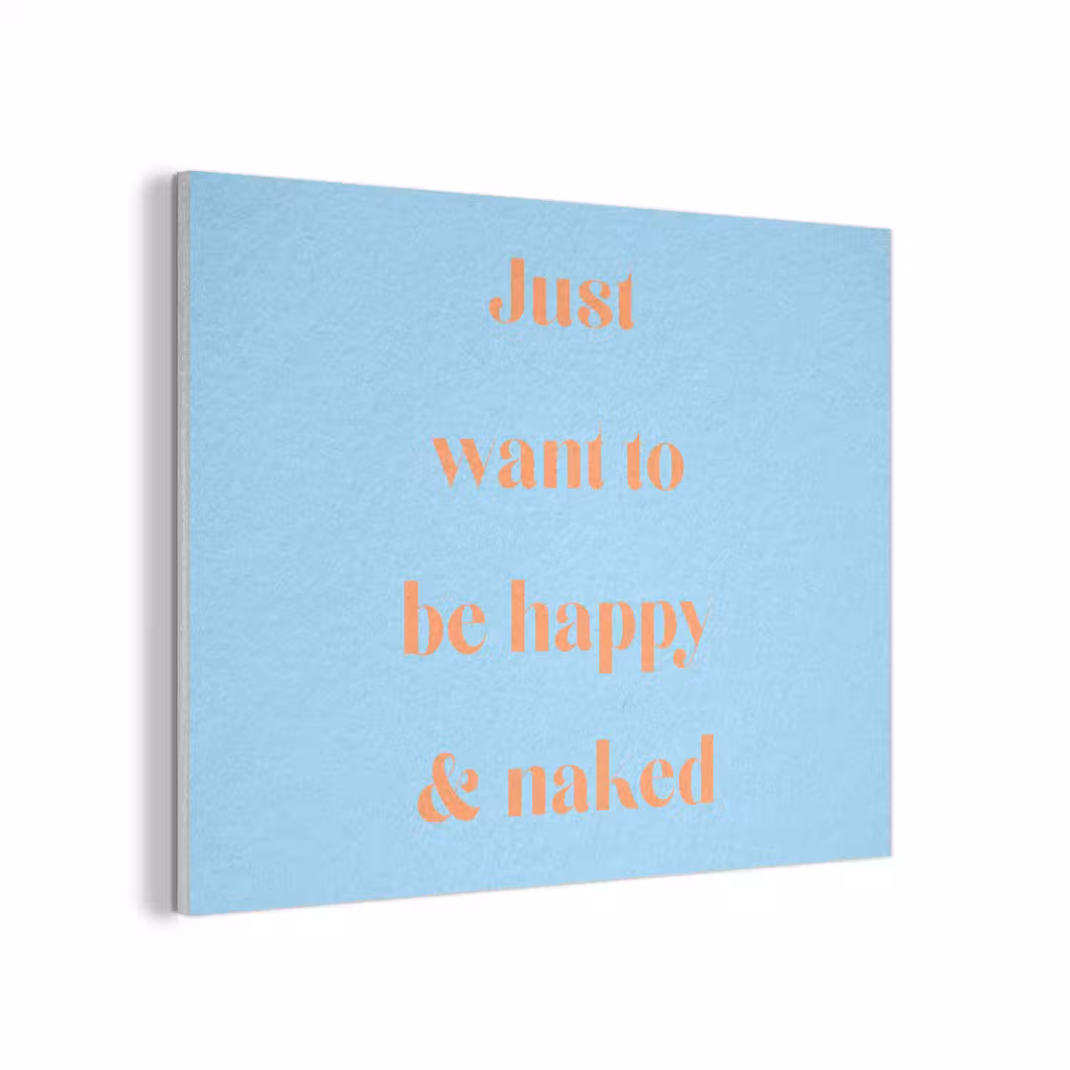 Blauw - Oranje - Just want to be happy & naked PET vilt klein -3d