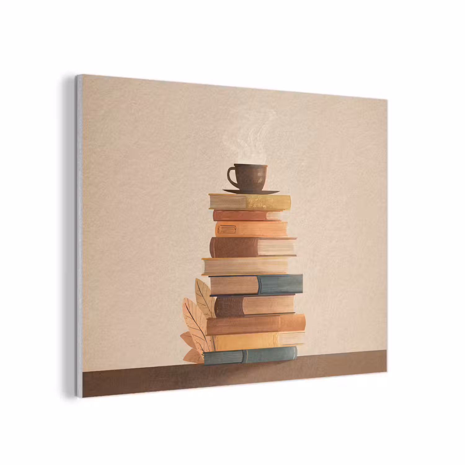Boeken - Toren - Koffie - Beige PET vilt klein -3d