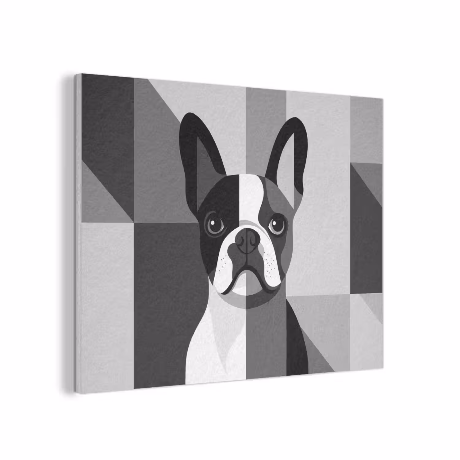 Buldog - Zwart - Abstract - Vlakken PET vilt klein -3d