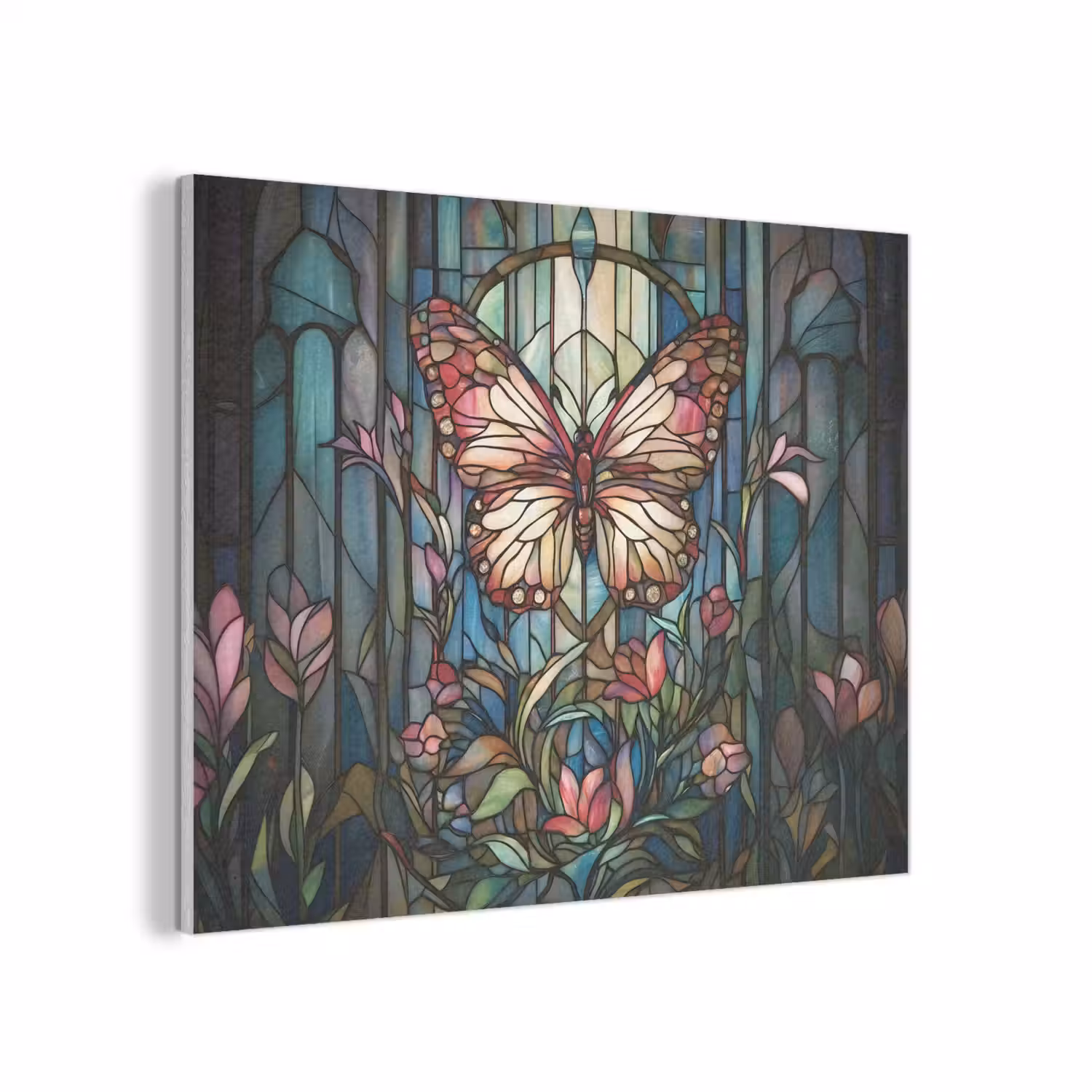 Vlinder - Roze - Bloemen - Bladeren PET vilt klein -3d