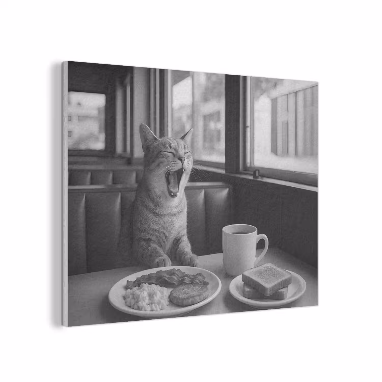 Kat - Koffie - Brood - Zwart PET vilt klein -3d