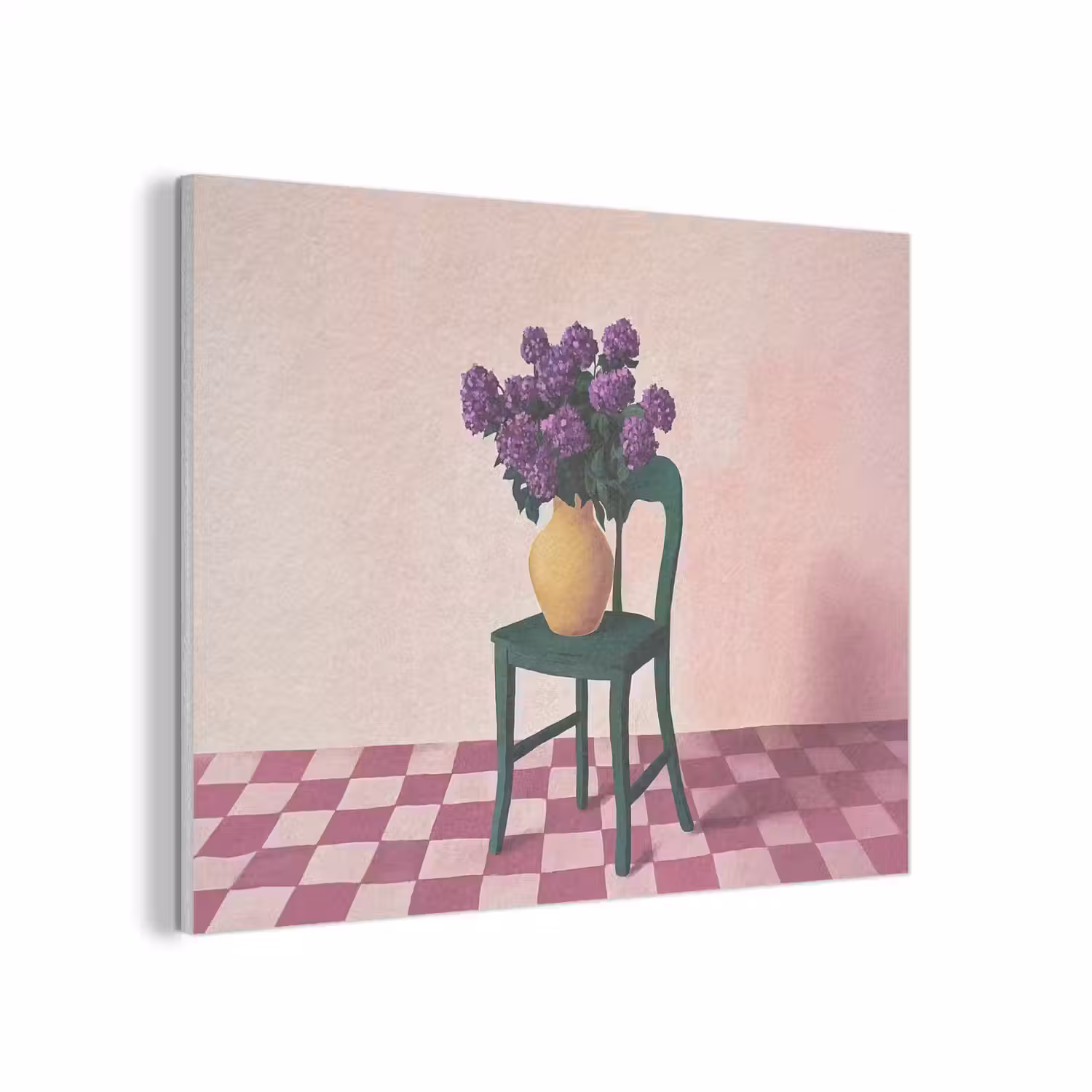 Stoel - Vaas - Bloemen - Geblokt PET vilt klein -3d