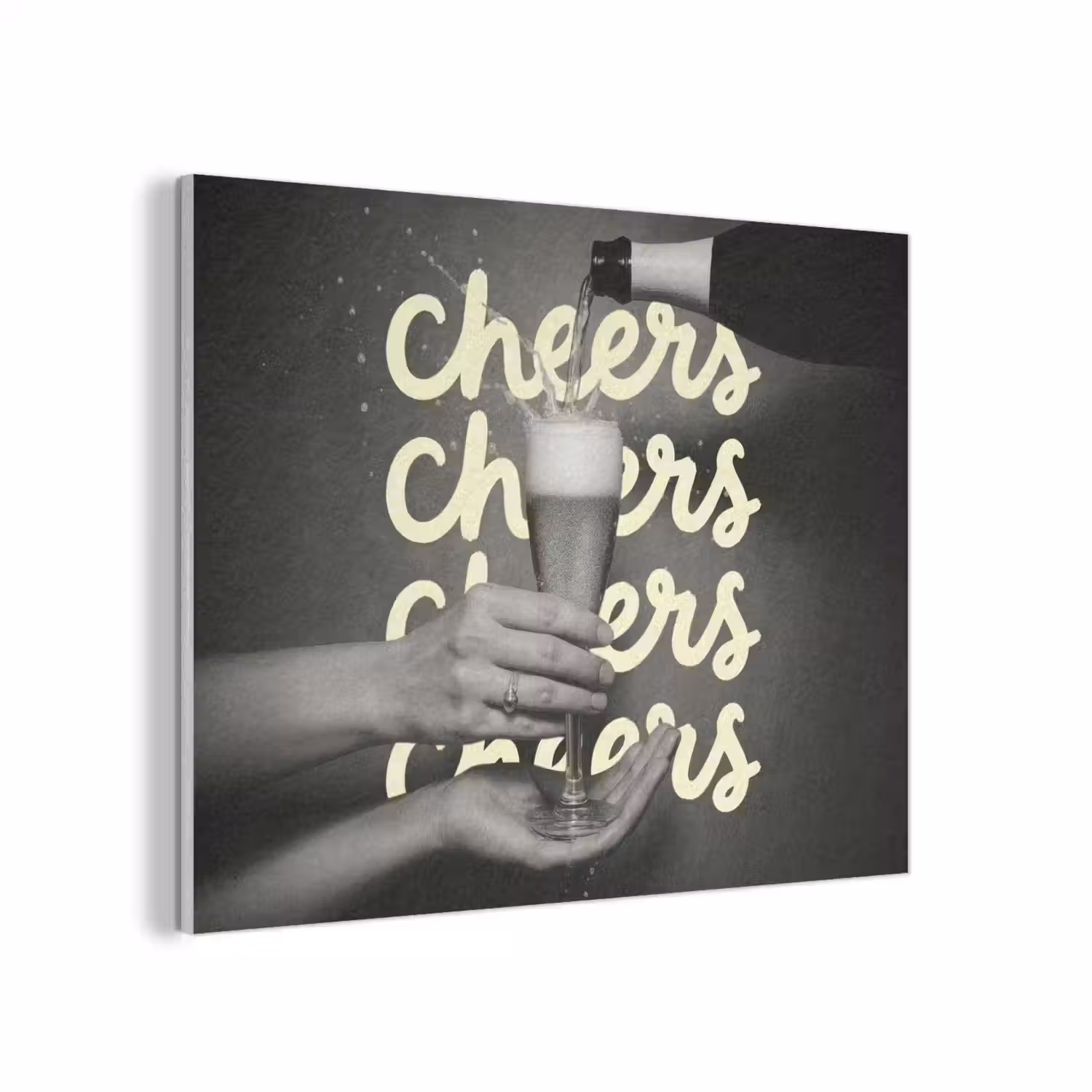 Cheers - Wijn - Zwart - Wit PET vilt klein -3d