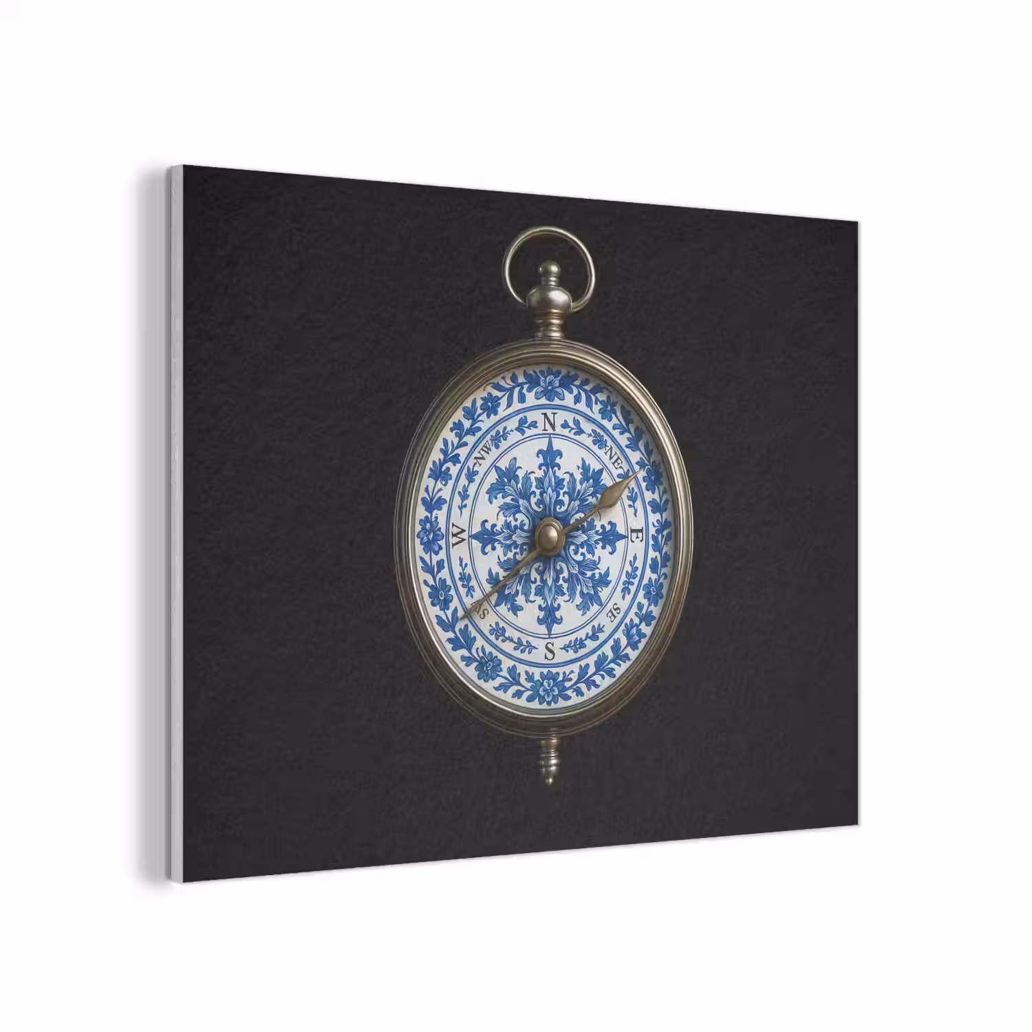 Kompas - Delfts blauw - Zwart PET vilt klein -3d