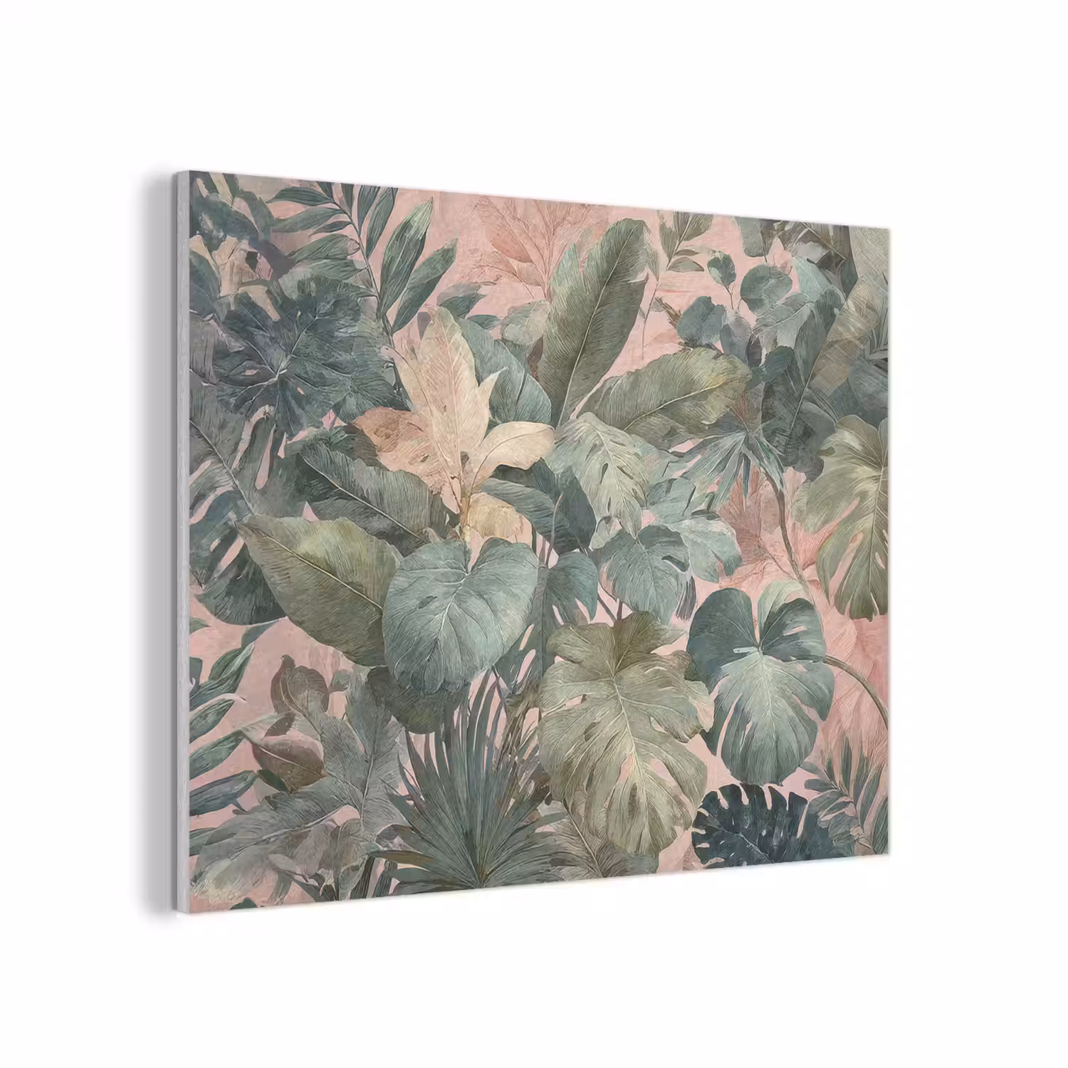 Compositie van bladeren - Groen - Roze PET vilt klein -3d