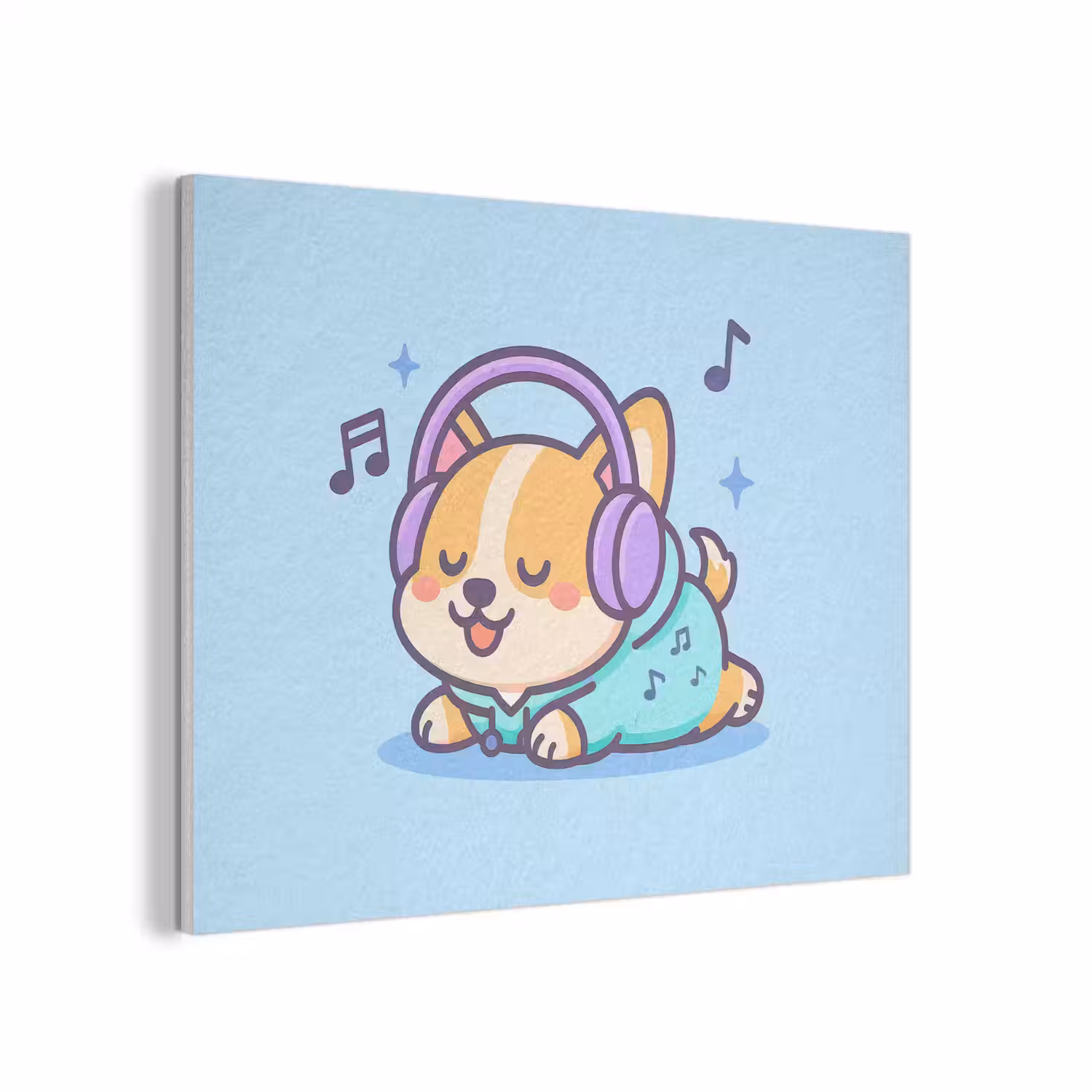Corgi - Koptelefoon - Blauw - Muzieknoten PET vilt klein -3d