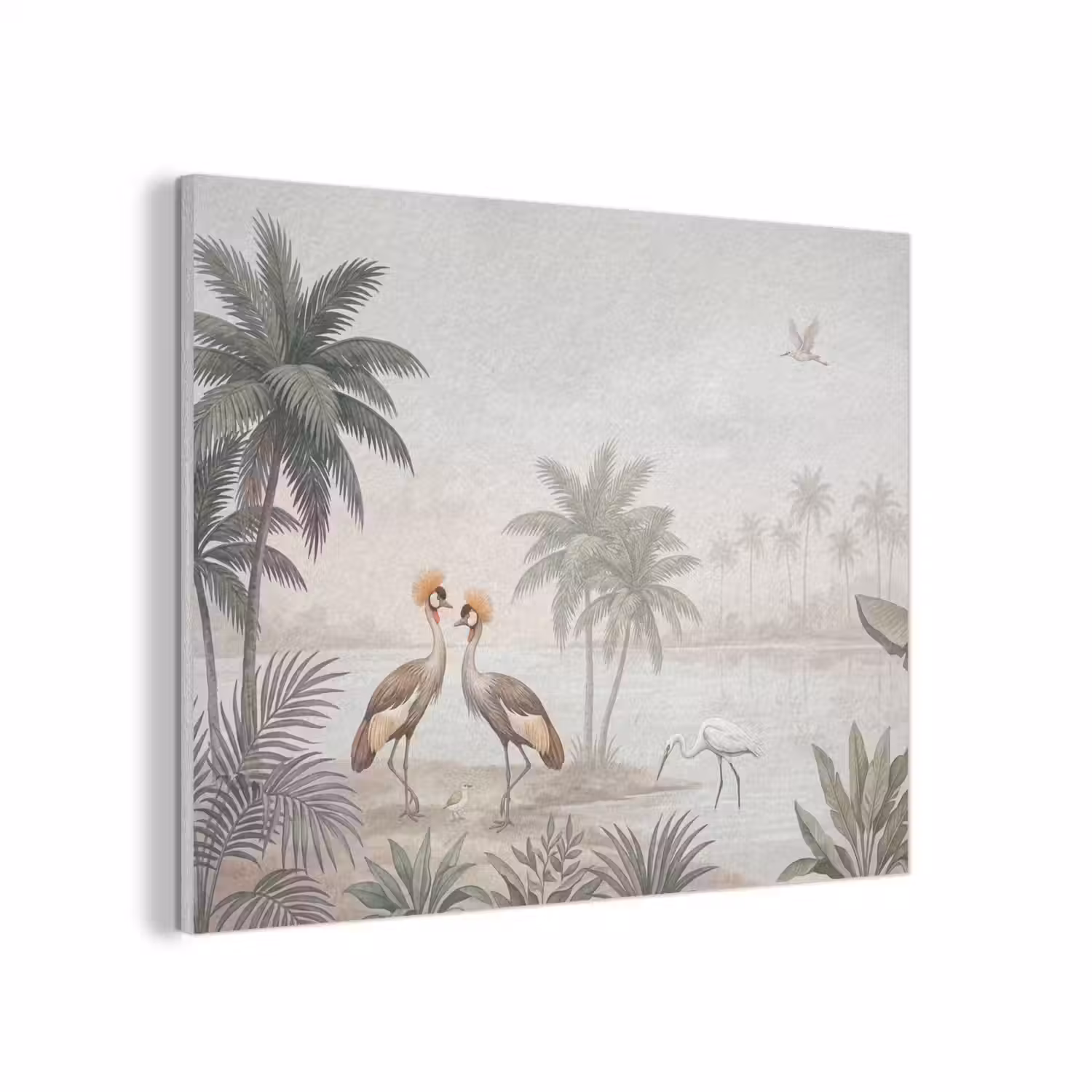 Kraanvogels - Palmbomen - Tropisch PET vilt klein -3d