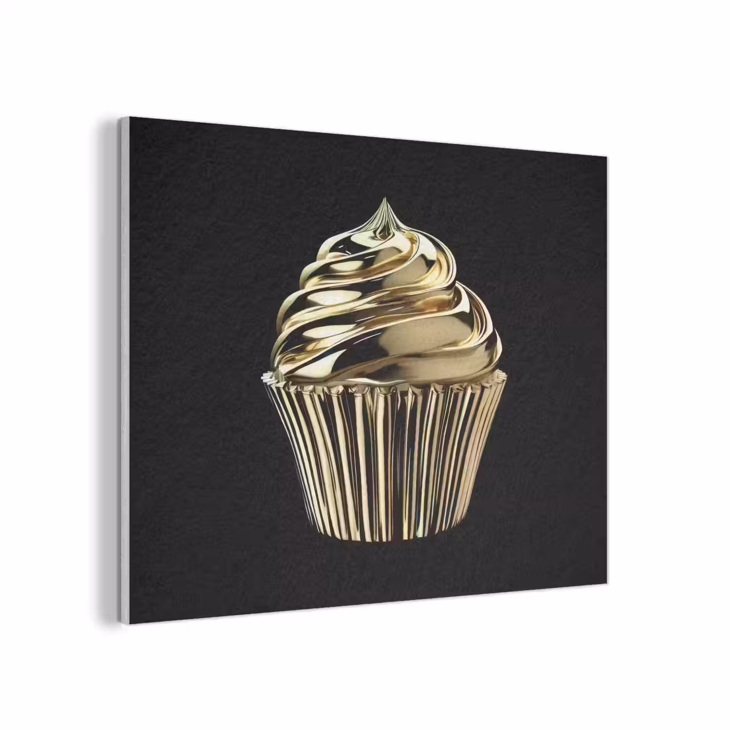 Cupcake - Eten - Goud - Zwart PET vilt klein -3d