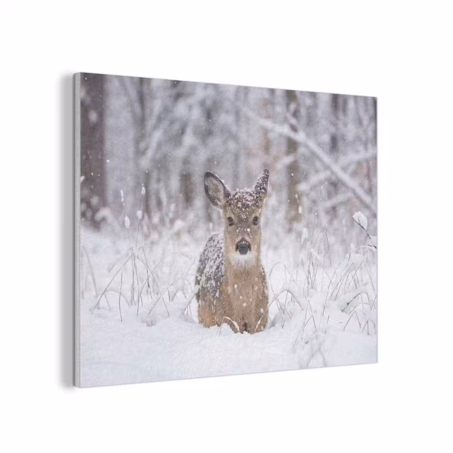 Hert - Sneeuw - Bos - Dieren - Vertederend PET vilt klein -3d