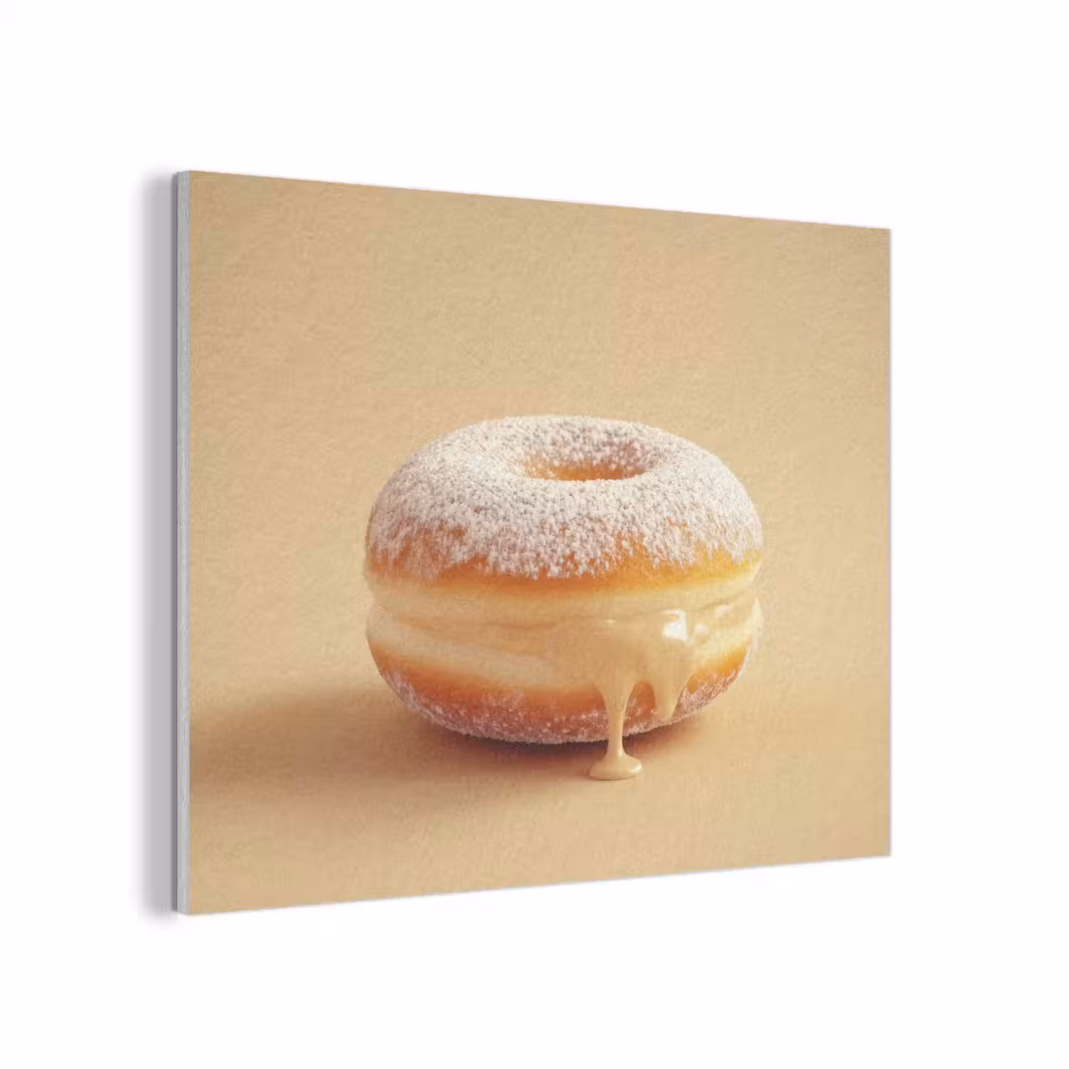Donut - Romig - Poedersuiker - Beige PET vilt klein -3d