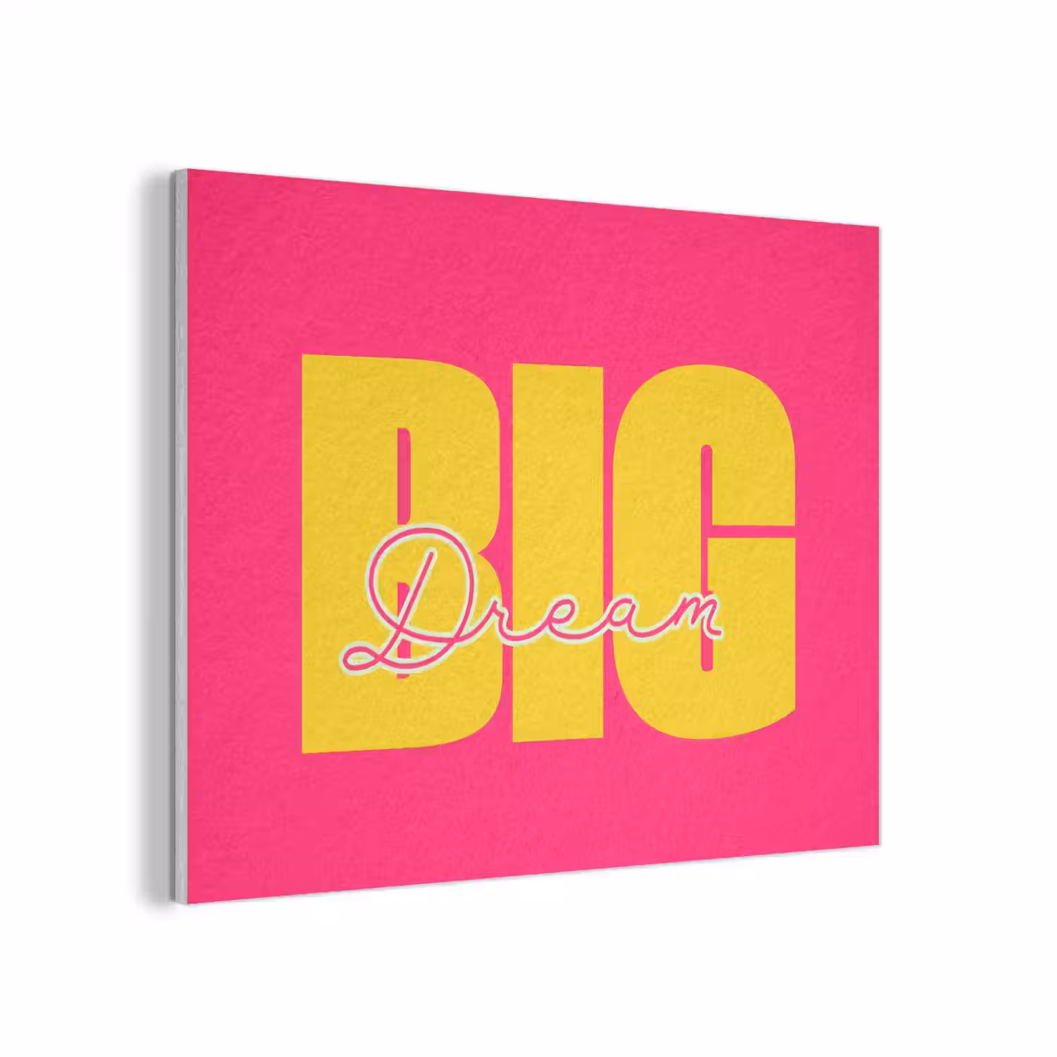 Dream big - Roze - Geel - Minimalistisch PET vilt klein -3d