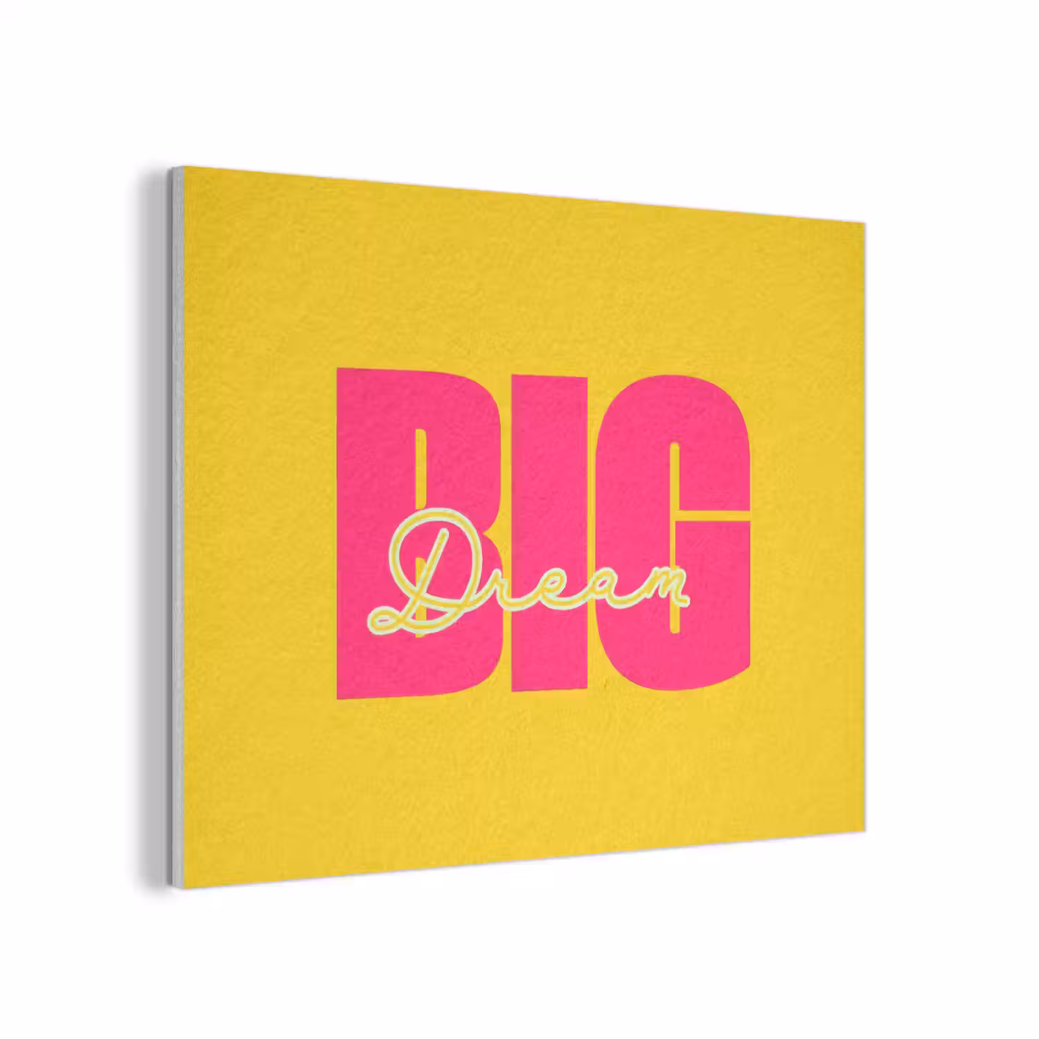 Dream big - Geel - Roze PET vilt klein -3d