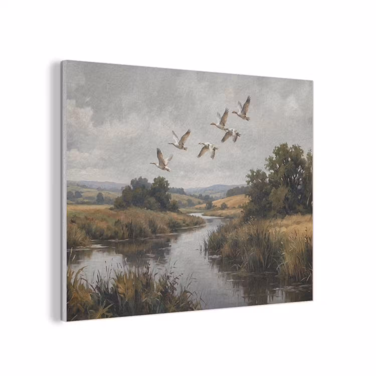 Eenden - Rivier - Landschap - Vlucht - Nostalgisch PET vilt klein -3d