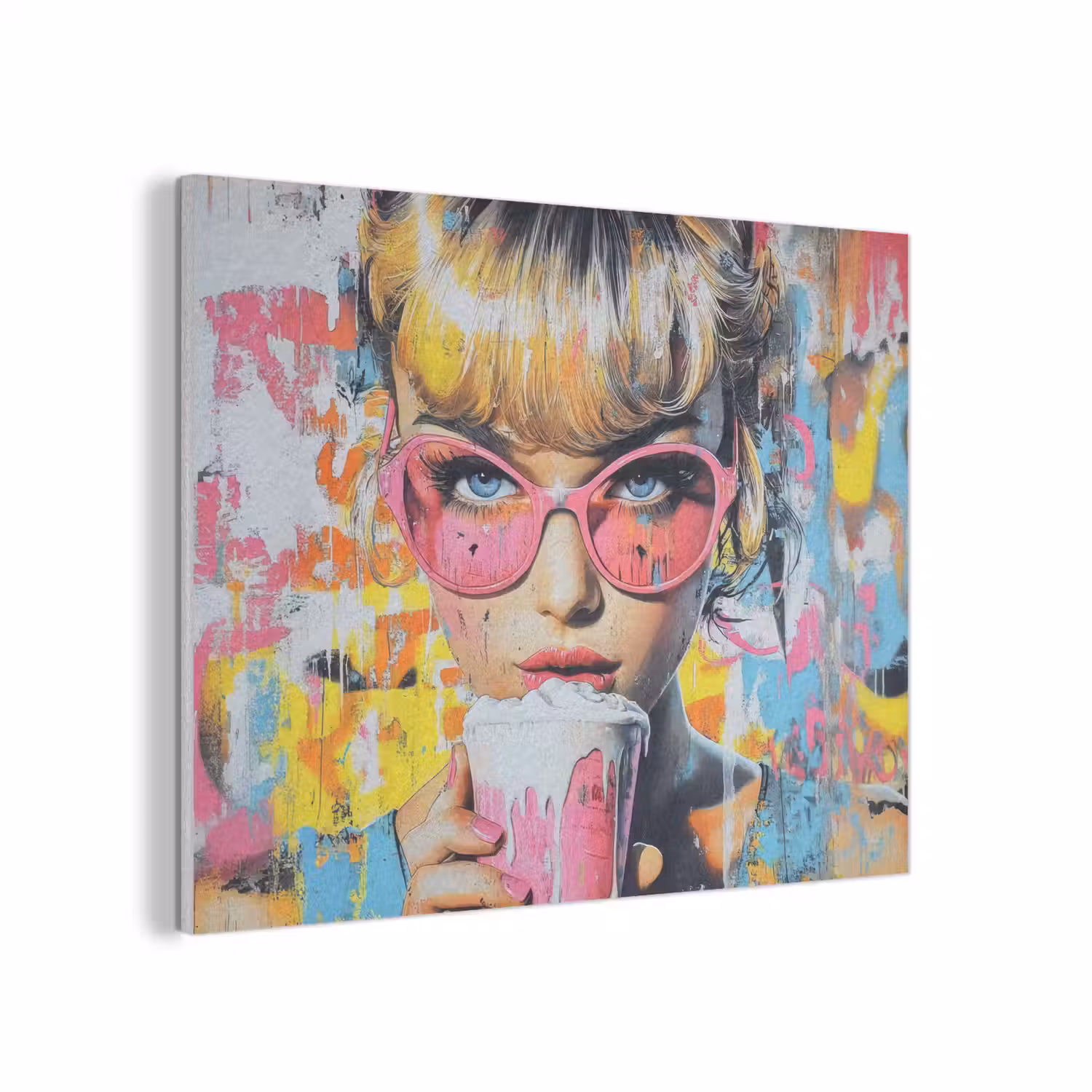 Expressief - Milkshake - Vrouw - Felle kleuren PET vilt klein -3d