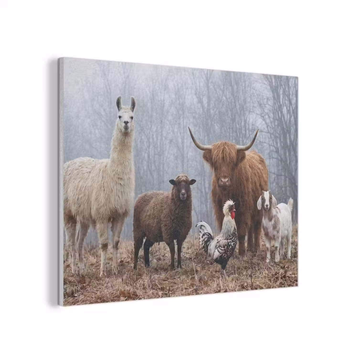 Boerderijdieren - Groep - Mist - Natuur - Rustiek PET vilt klein -3d