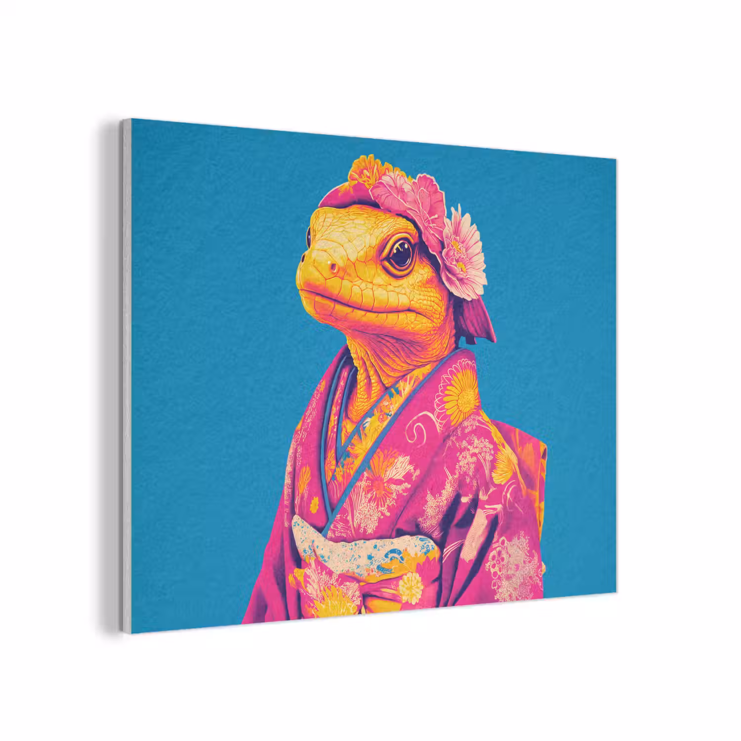 Bloemenkrans - Hagedis - Kimono - Paars PET vilt klein -3d