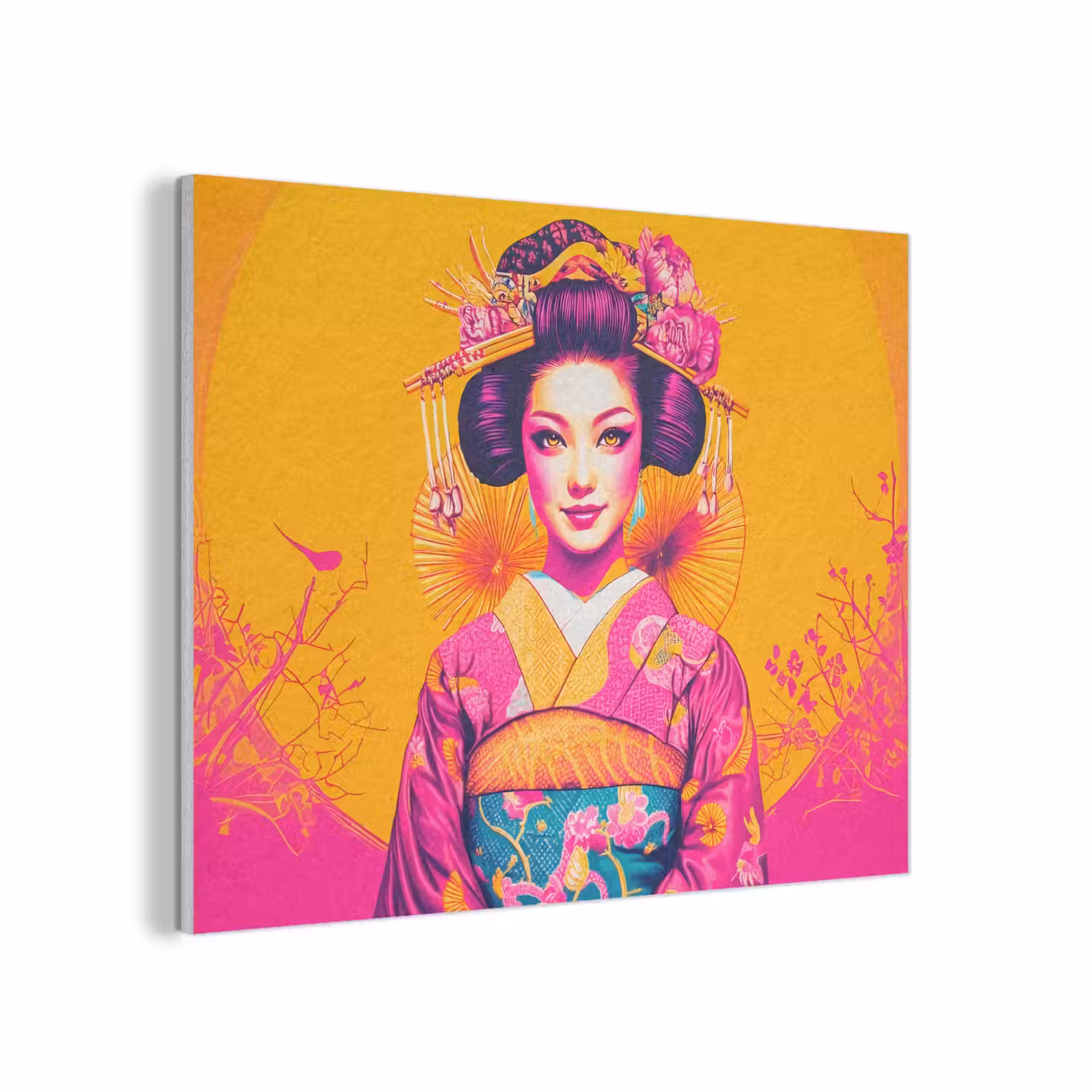 Bloemen - Vrouw - Kimono - Roze PET vilt klein -3d