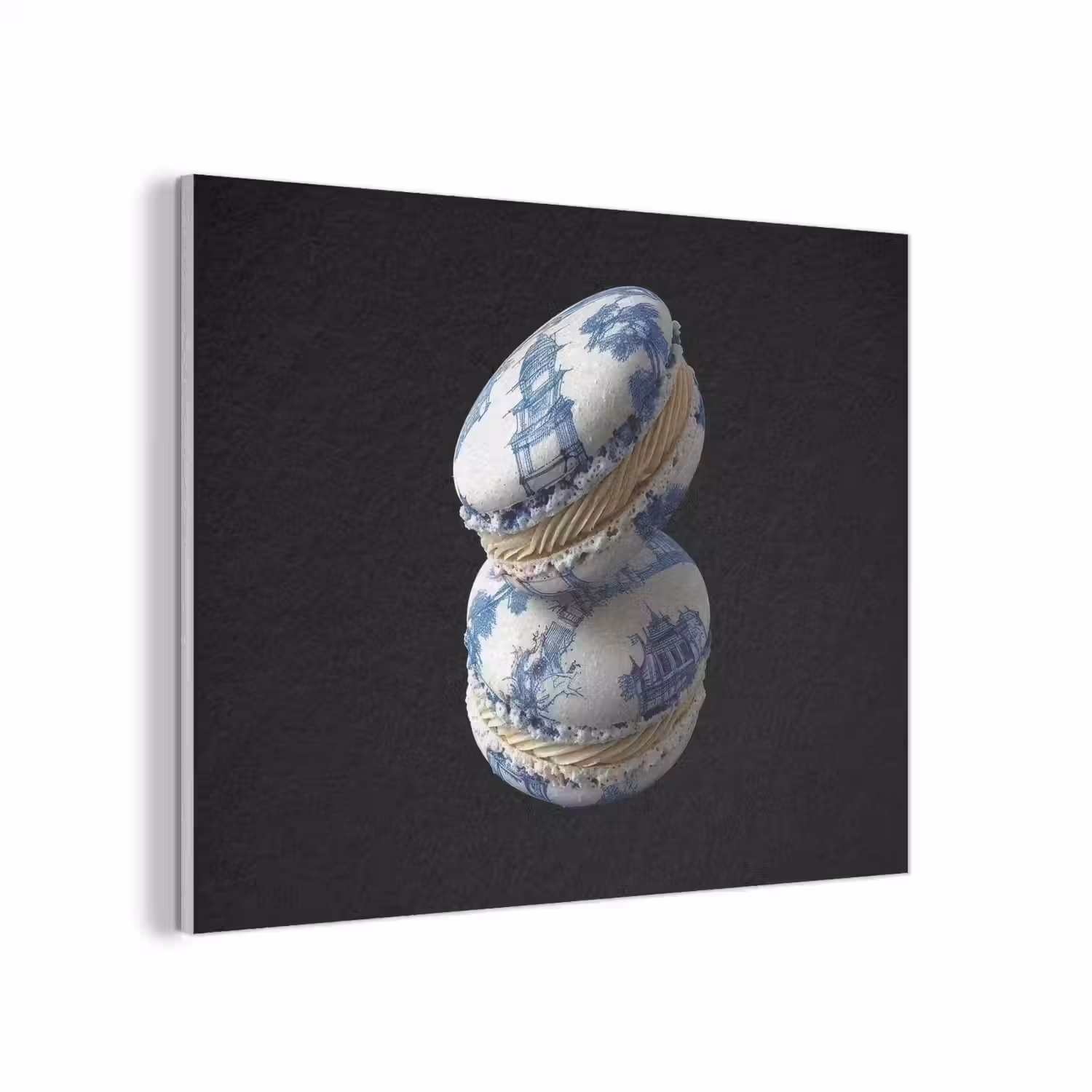 Eten - Macarons - Delfts blauw - Koekjes PET vilt klein -3d