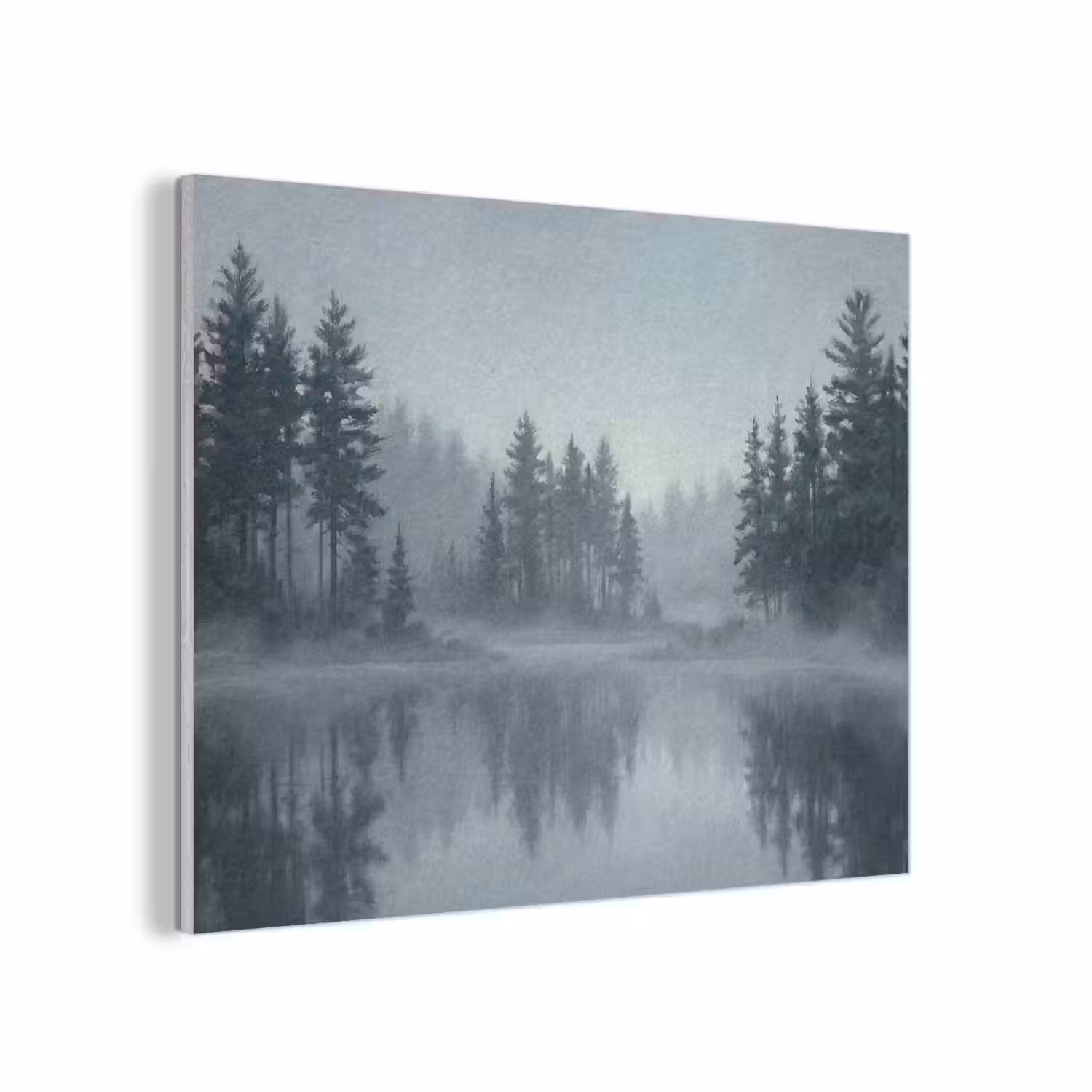 Bos - Meer - Mist - Natuur - Grijs PET vilt klein -3d