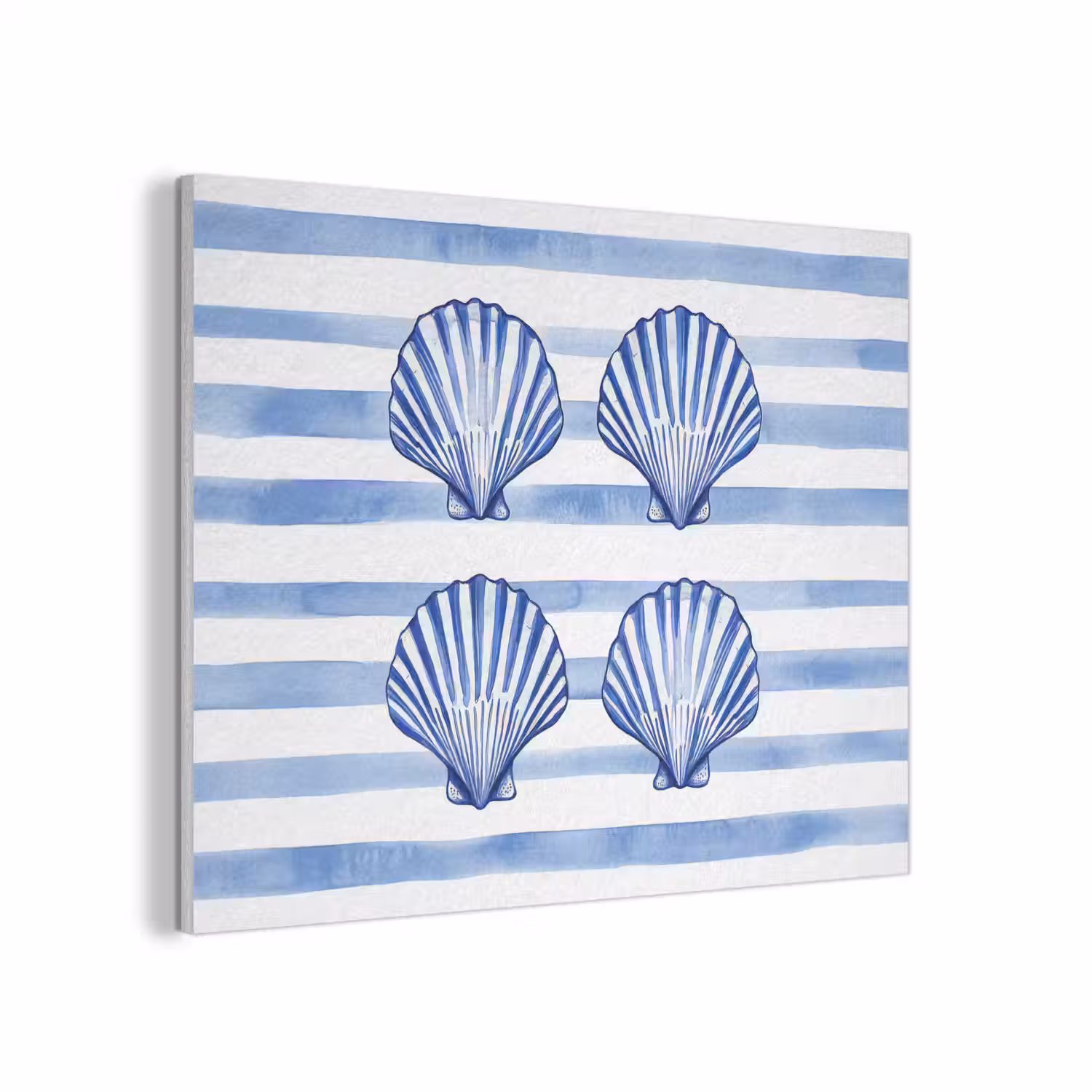 Vier schelpen - Blauw - Wit - Strepen PET vilt klein -3d