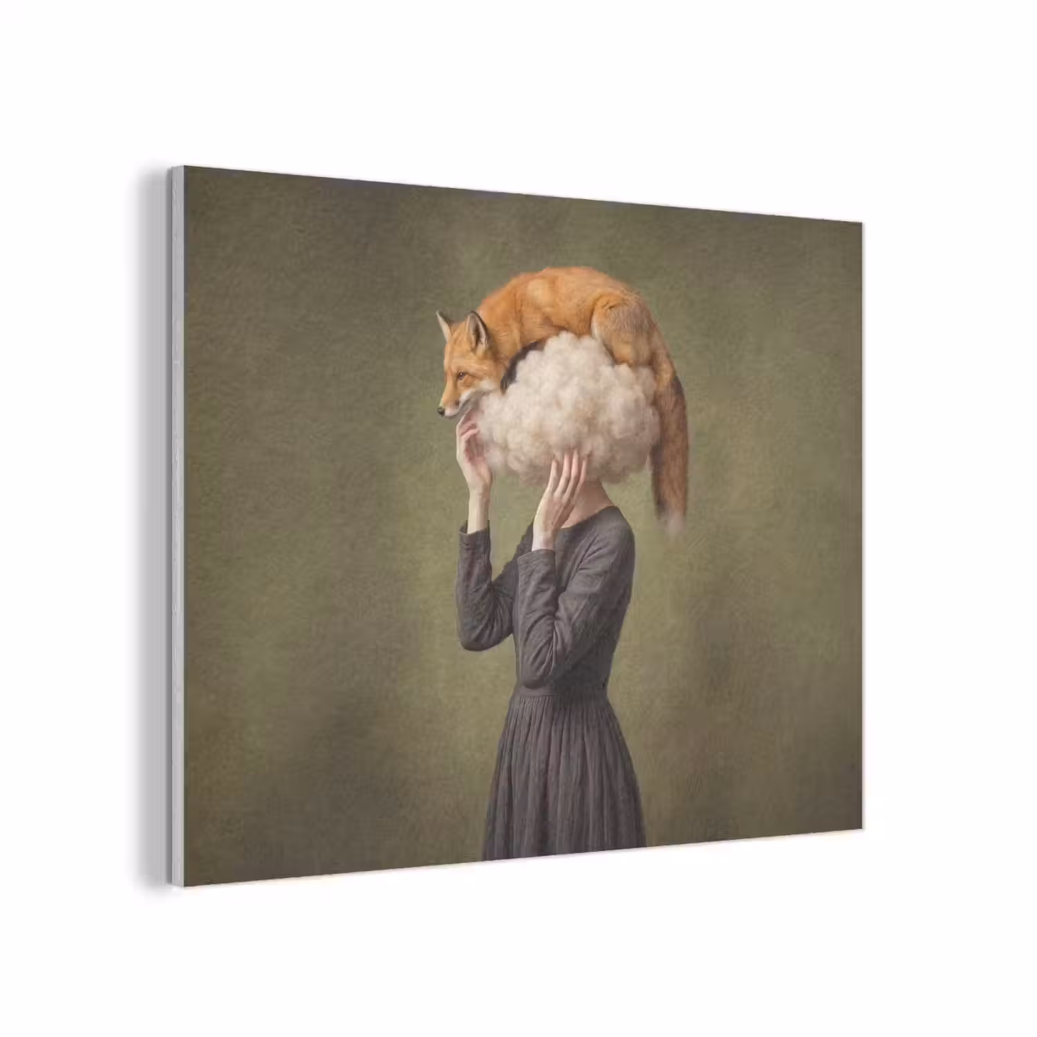 Vos - Surrealistisch - Groen PET vilt klein -3d