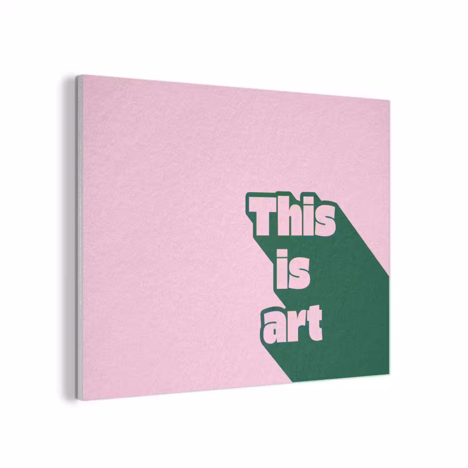 Groen - Teskt - This is art - Roze PET vilt klein -3d