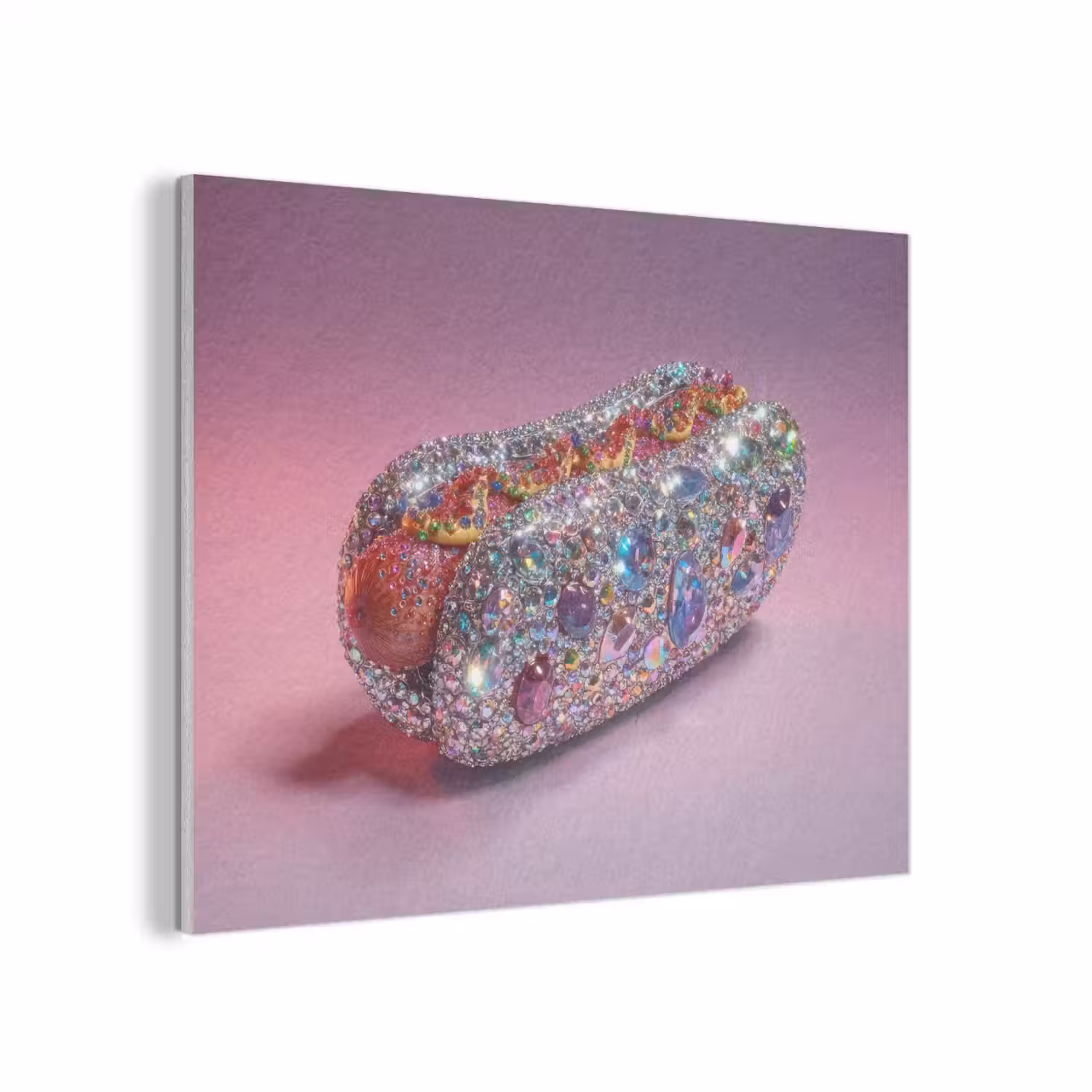 Hotdog - Steentjes - Glitters - Paars PET vilt klein -3d